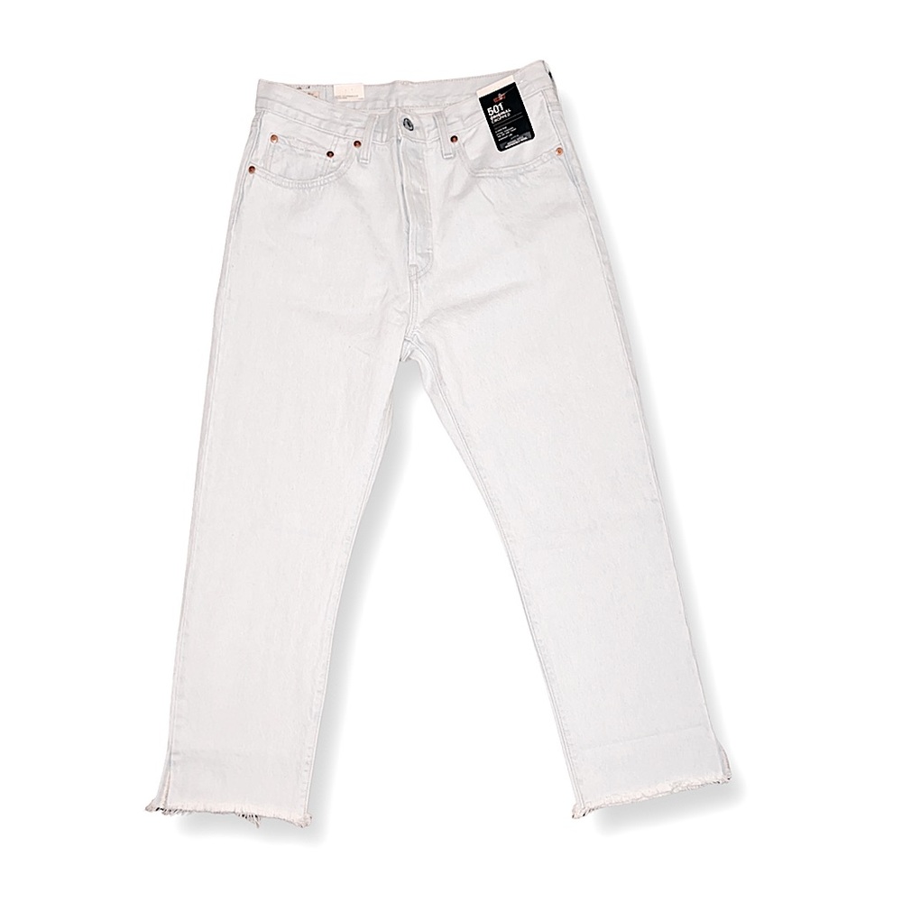 Levis Premium 501 Original Cropped Light Indigo - Blue - Picture 4 of 16